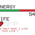 Jauge d'énergie à 54%, mention "une seule vie restante"