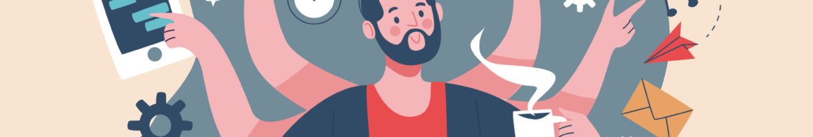 homme jonglant avec de multiples tâches